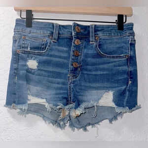American Eagle Hi-Rise Shortie Jean Shorts, Size 2